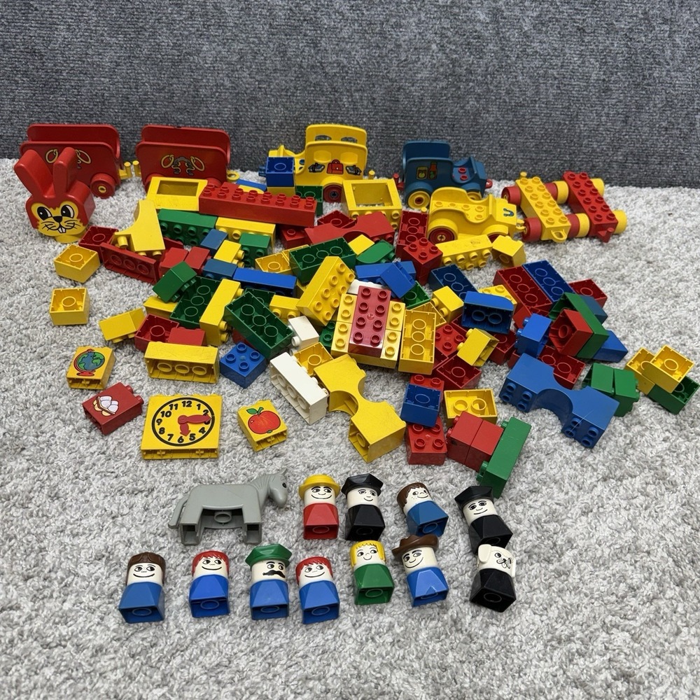 Vintage Lego Duplo bricks figures people horse vehicles huge lot (AS IS READ)